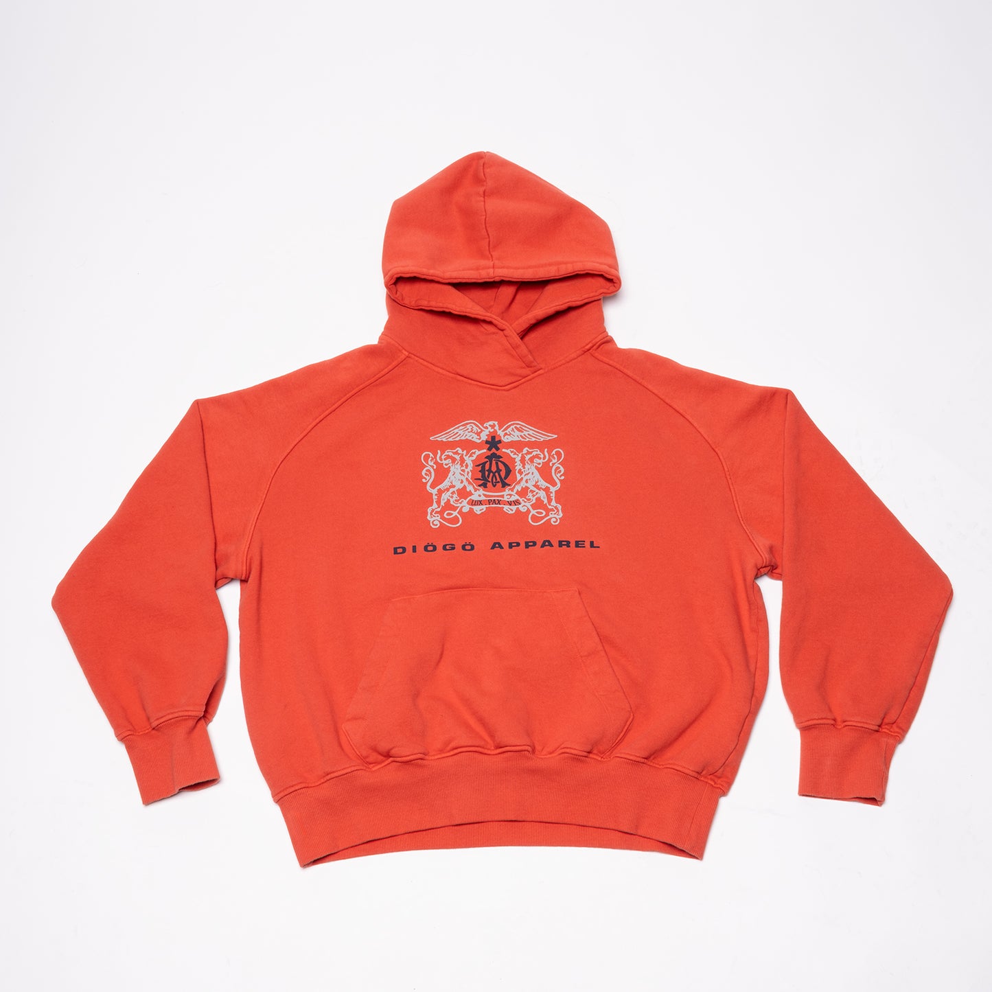 DIÖGÖ HERALDIC RAGLAN HOODIE-ORANGE