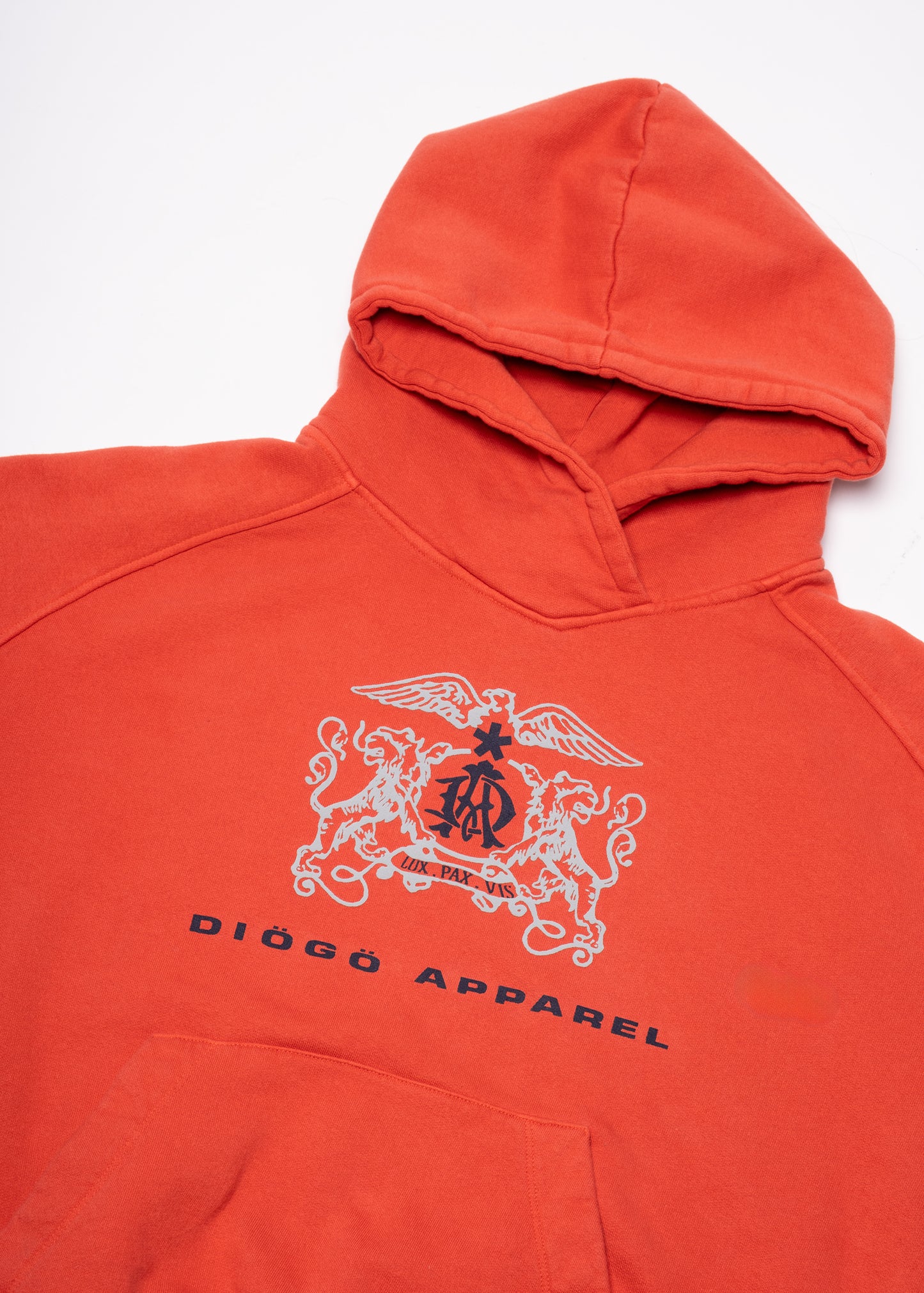 DIÖGÖ HERALDIC RAGLAN HOODIE-ORANGE
